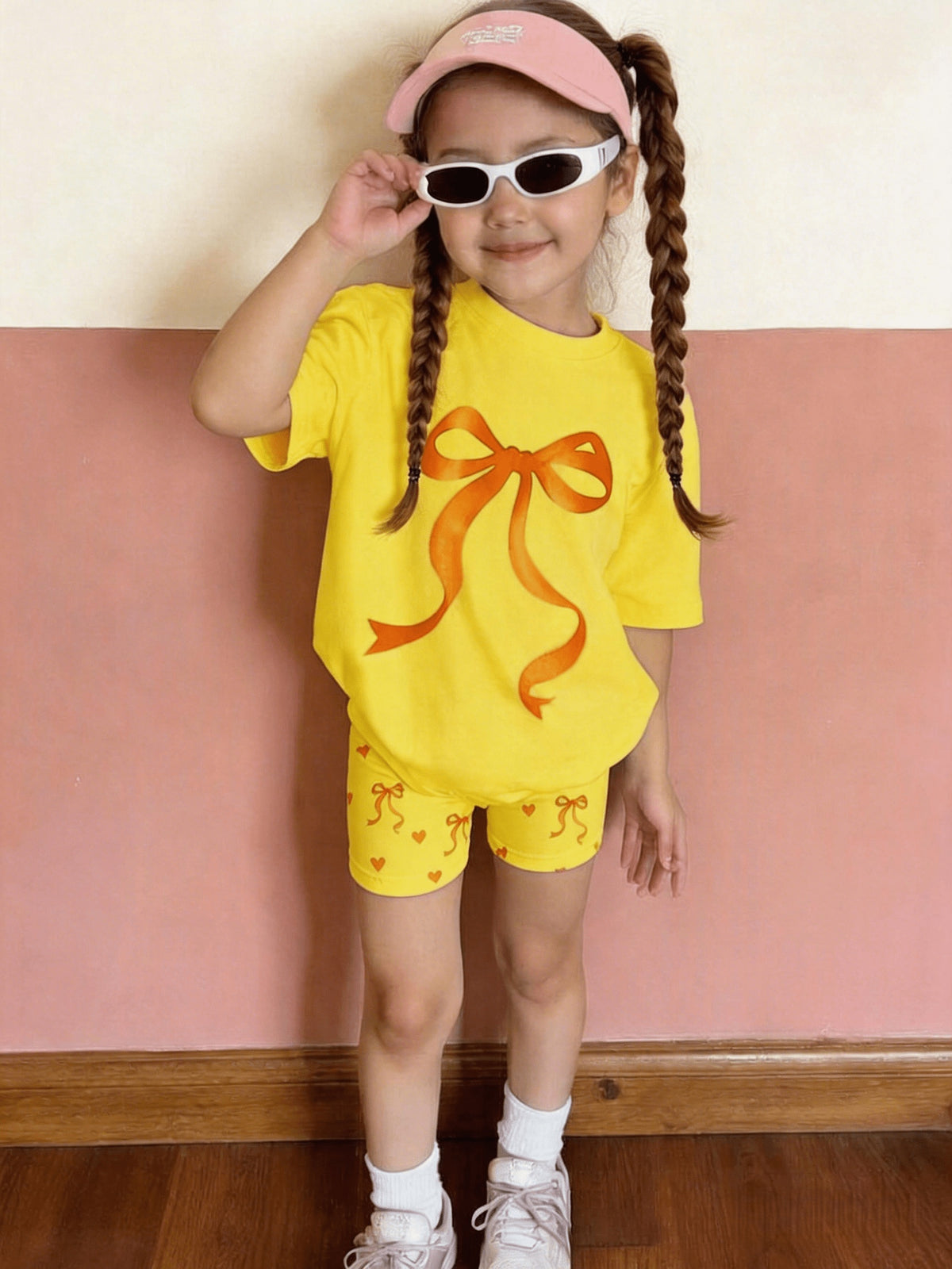 Clothing Set Girls Piece T-Shirt Shorts Age 1-6 with 2 Piece - Yellow, 1-2Y option