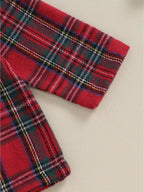 Clothing Set Kids Christmas Outfit Red Plaid Button-Up with Machine-Washable - product gallery image 2