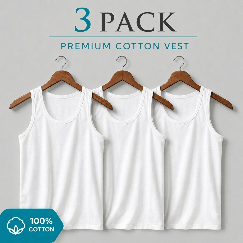 Clothing Set Men's Cotton Vests Soft Breathable Sleeveless with 3 Pack - product gallery image 3
