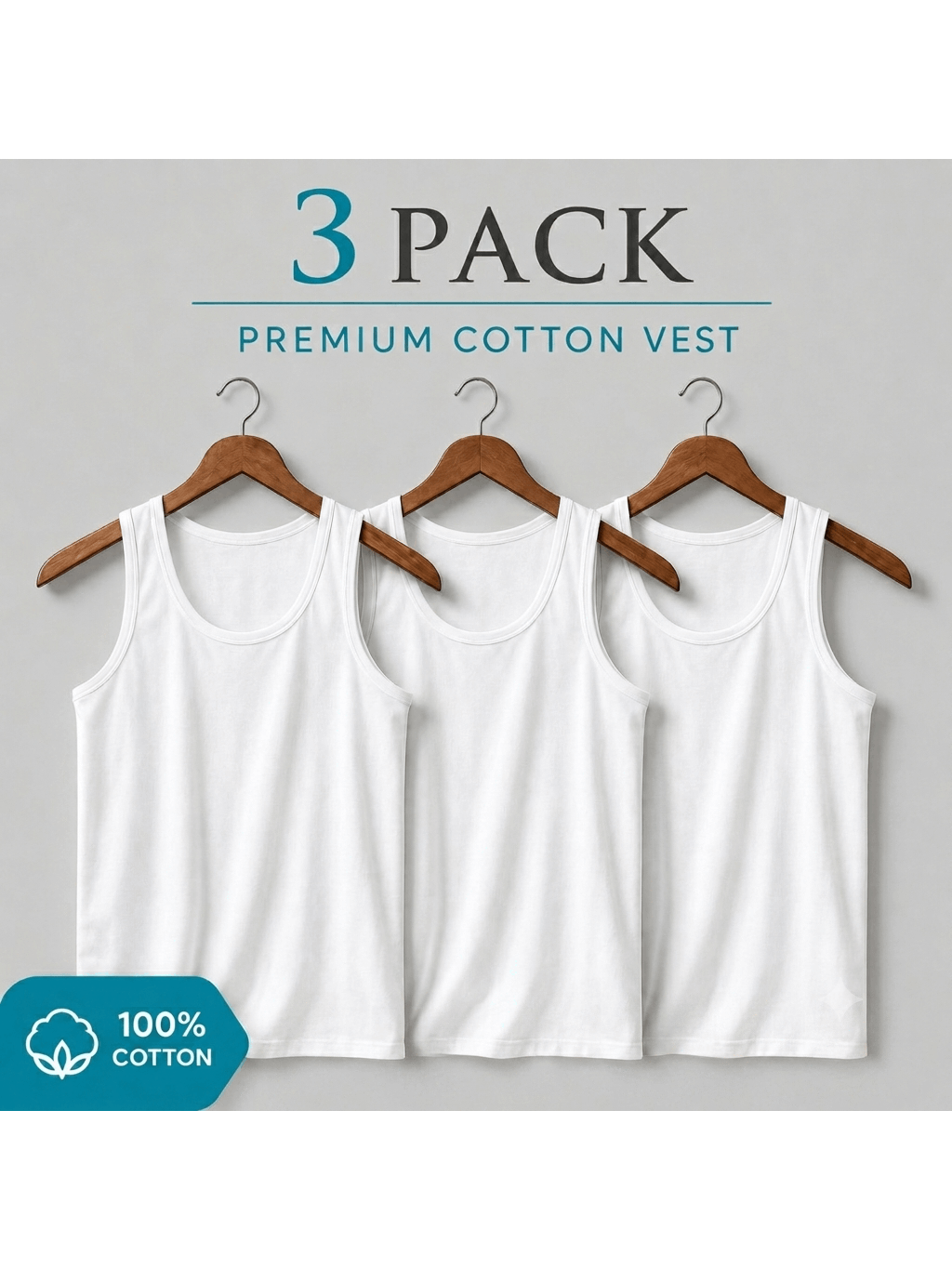 Clothing Set Men's Cotton Vests Soft Breathable Sleeveless with 3 Pack