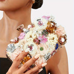 Clutch Bag with 5cm, Rhinestone Women Flower Evening Party Diamante