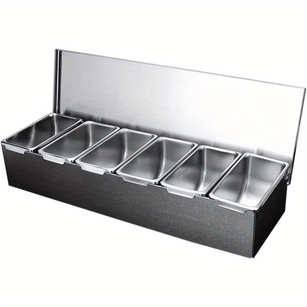 CNCEST Good Quality 6 Compartment Tray with 9Cm, Stainless Steel