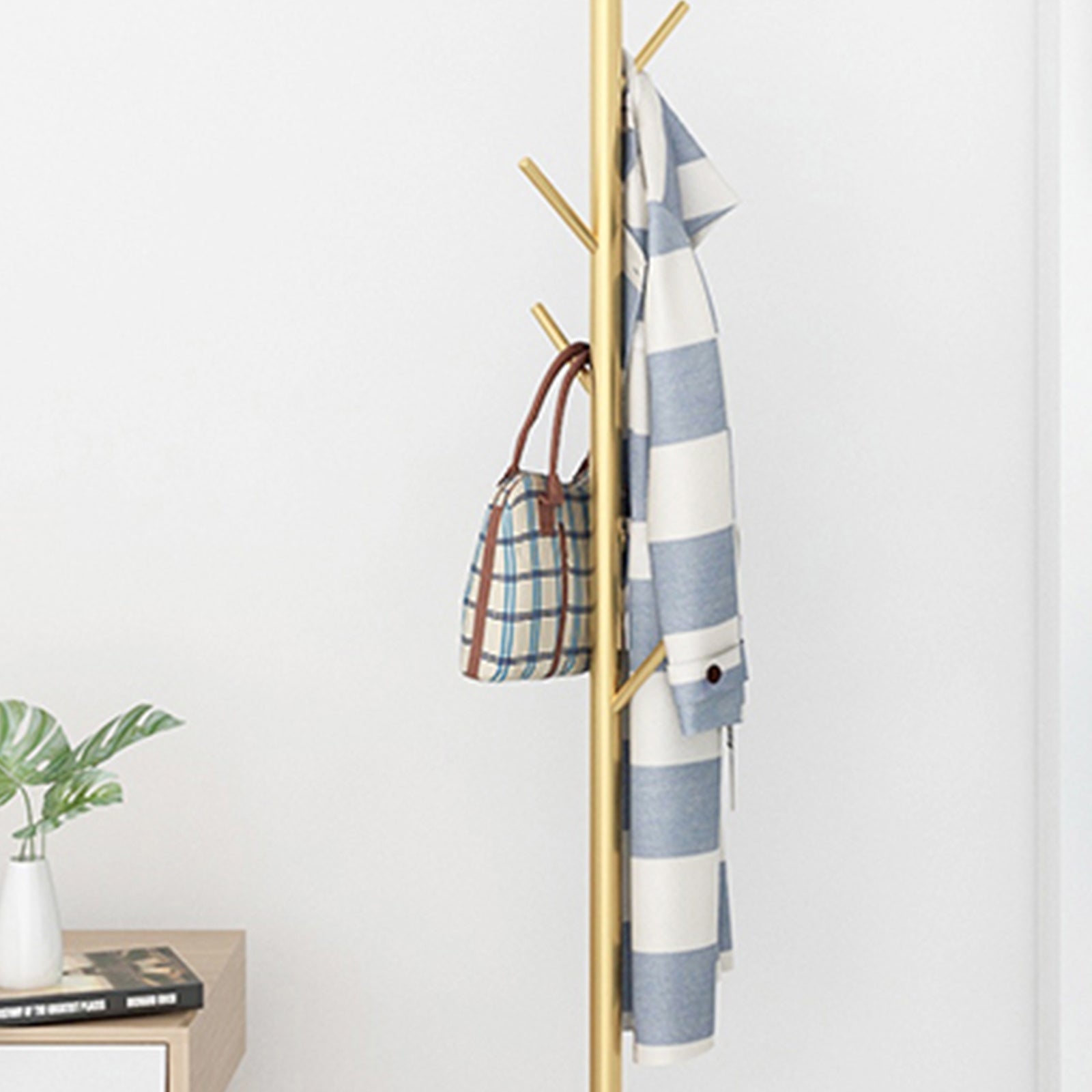 Coat Rack with Freestanding, Metal, 1pc, Freestanding Stand Marble Base Hooks Tree - product gallery image 3