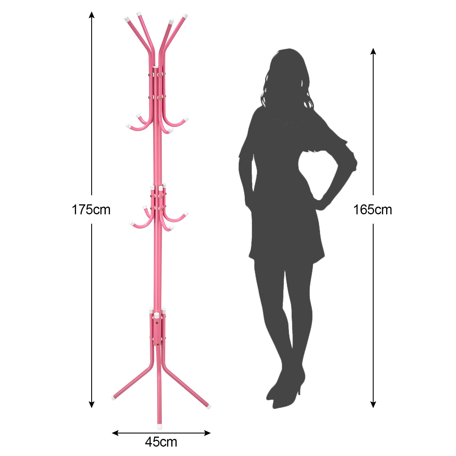 Coat Rack with Space-Saving, Freestanding, 175cm, Metal - product gallery image 14