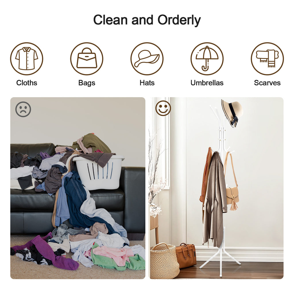 Coat Rack with Space-Saving, Freestanding, 175cm, Metal - product gallery image 17