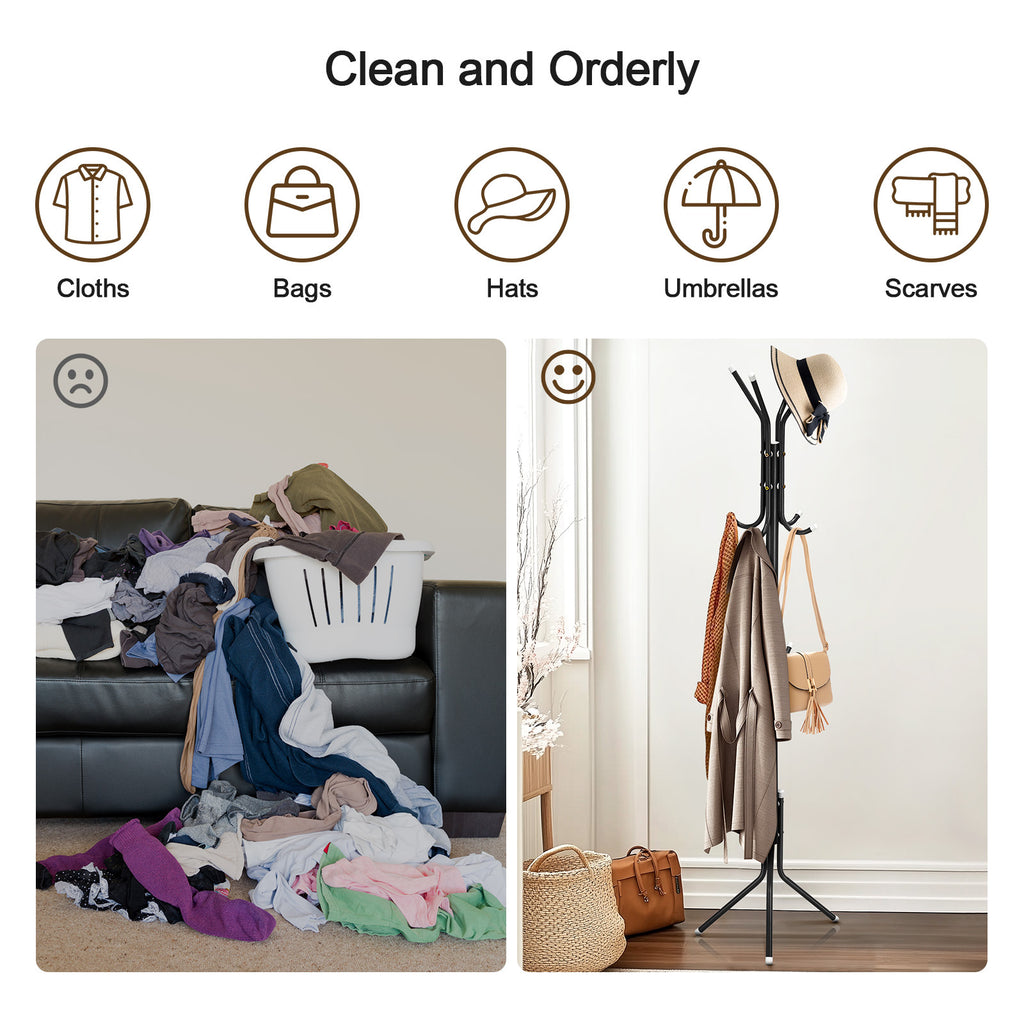 Coat Rack with Space-Saving, Freestanding, 175cm, Metal - product gallery image 5