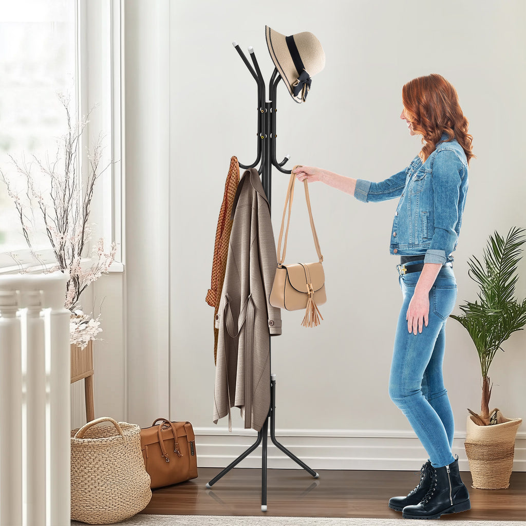 Coat Rack with Space-Saving, Freestanding, 175cm, Metal - product gallery image 7