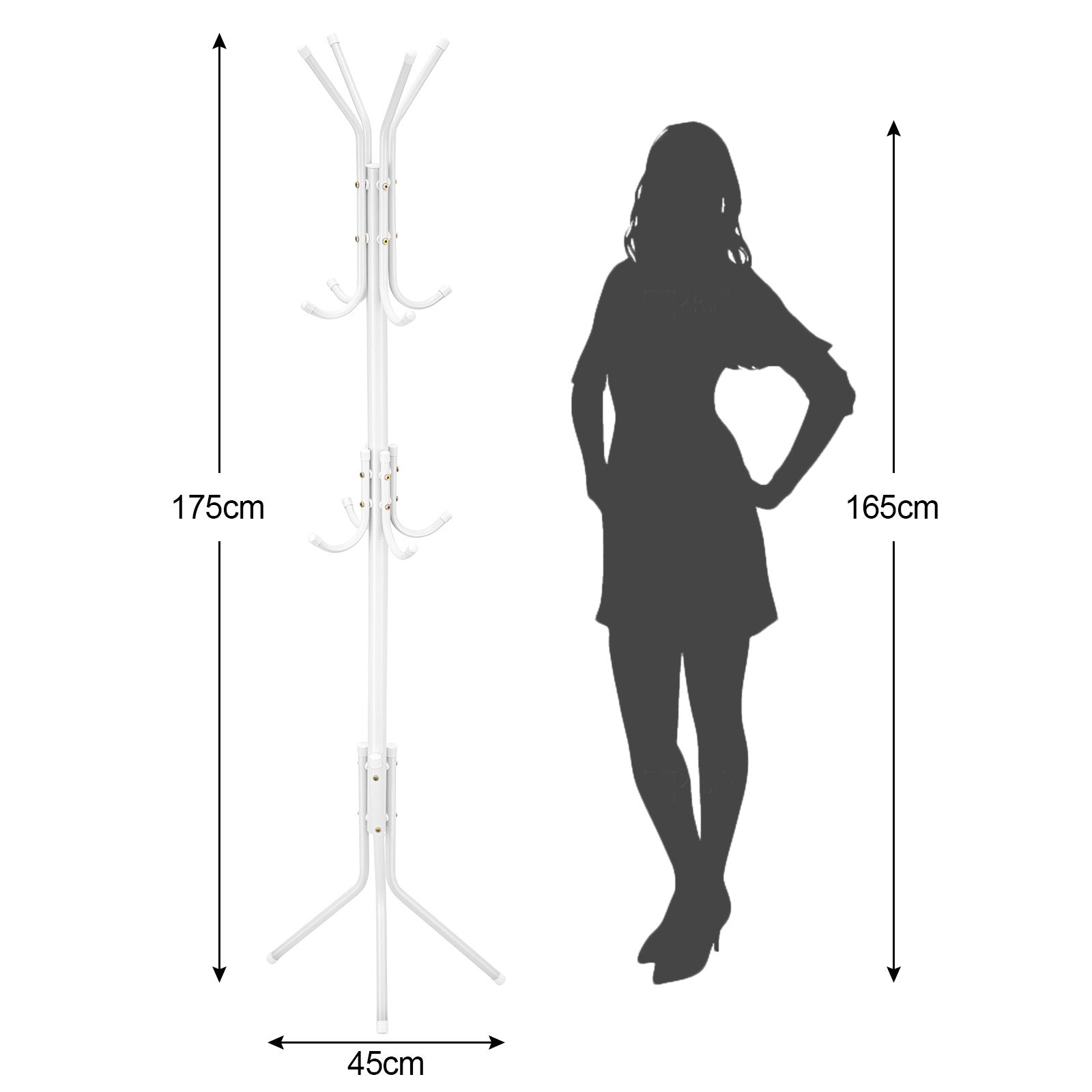 Coat Rack with Space-Saving, Freestanding, 175cm, Metal - product gallery image 9