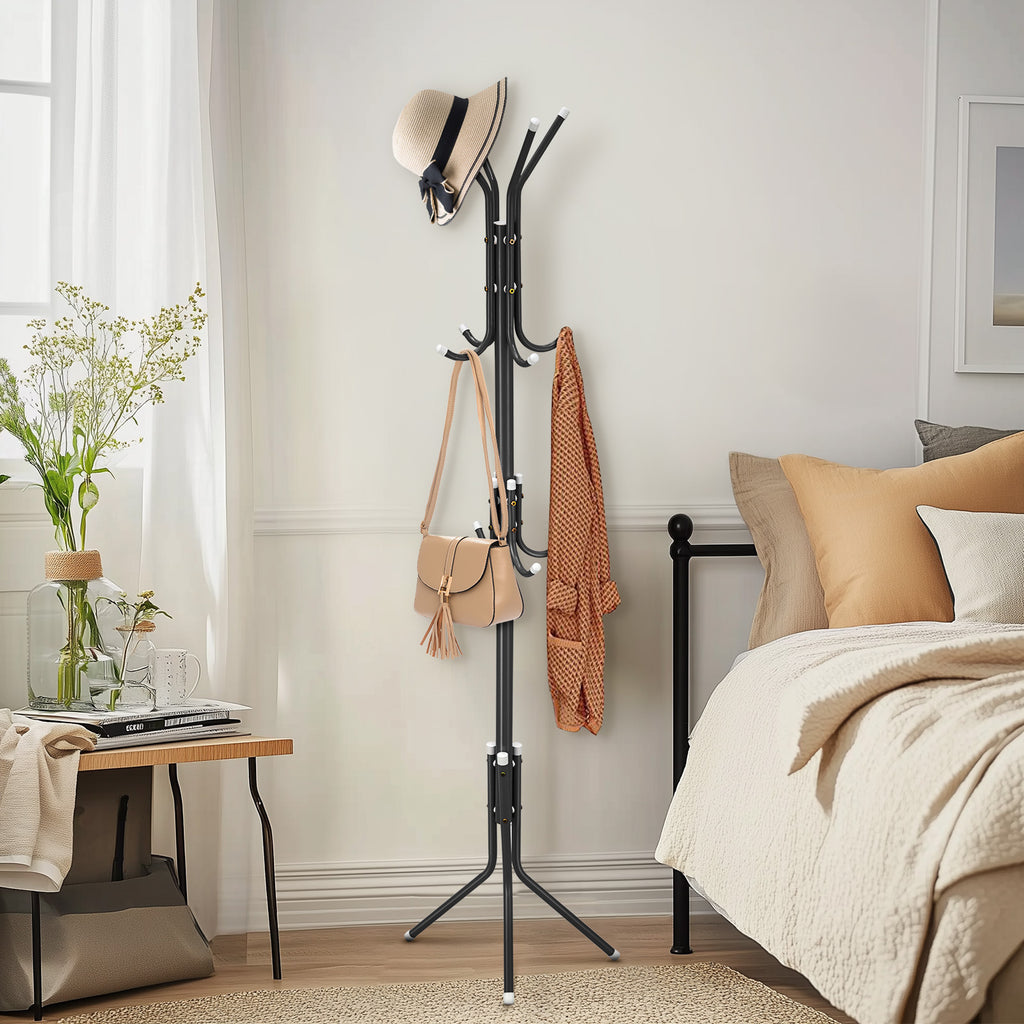 Coat Rack with Space-Saving, Freestanding, 175cm, Metal