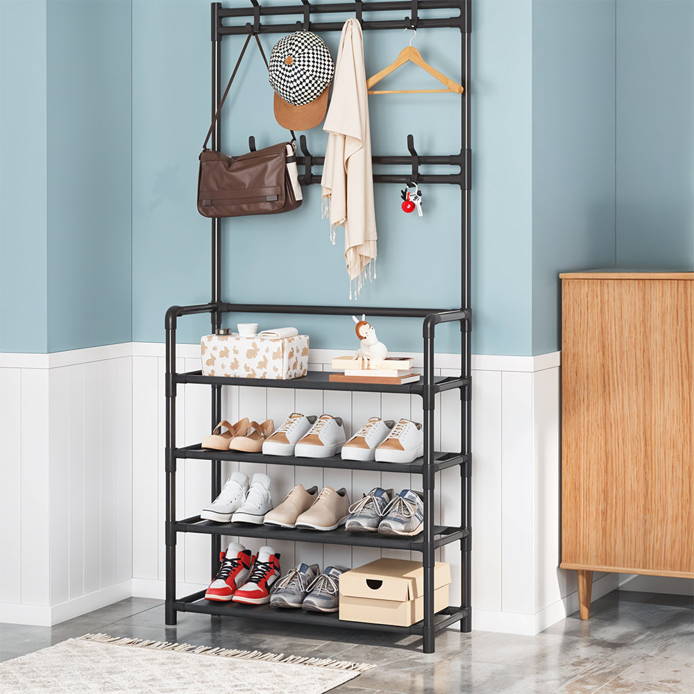 Coat Rack with Space-Saving, Lockable, Metal, 60x25x140cm - product gallery image 2