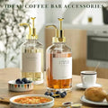 Coffee Syrup Pump Bottle Set with 500ml, Glass Bottles of Two - Gold option