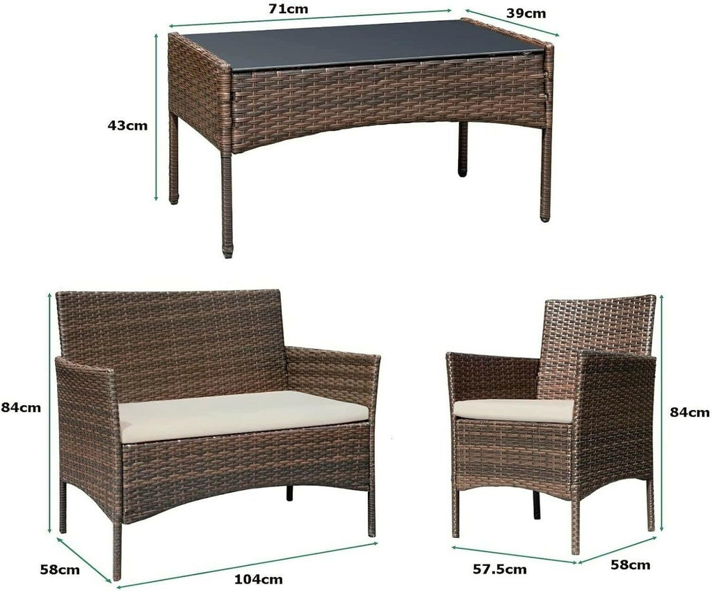 Coffee Table with 4 Piece, Rattan Garden Furniture Piece Armchairs - product gallery image 21