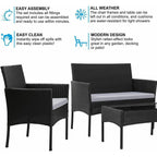 Coffee Table with 4 Piece, Rattan Garden Furniture Piece Armchairs - product gallery image 5