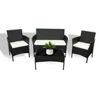 Coffee Table with 4 Piece Rattan Garden Furniture Sofa Armchairs - product gallery image 11