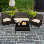 Coffee Table with 4 Piece Rattan Garden Furniture Sofa Armchairs - product gallery image 3
