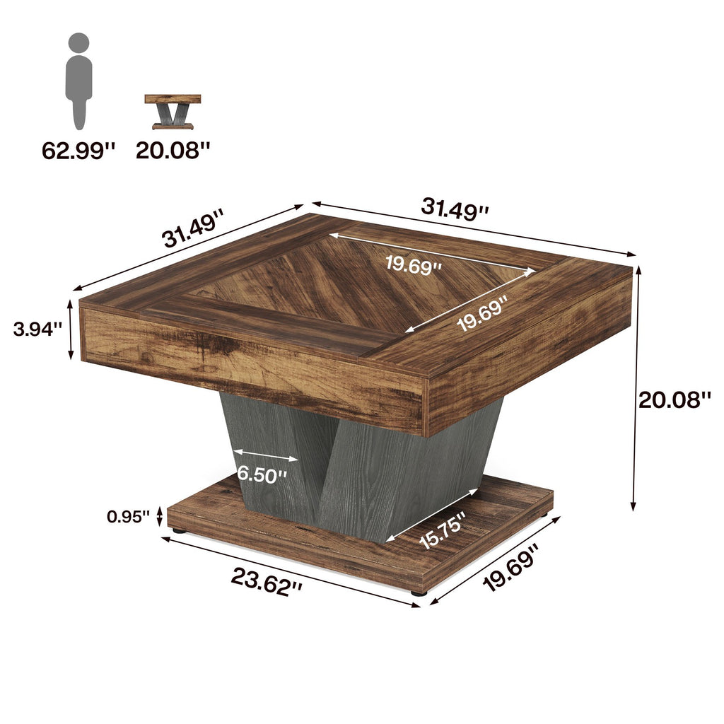 Coffee Table with 80cm, Square X-Frame Centre for living rooms and bedrooms - product gallery image 2