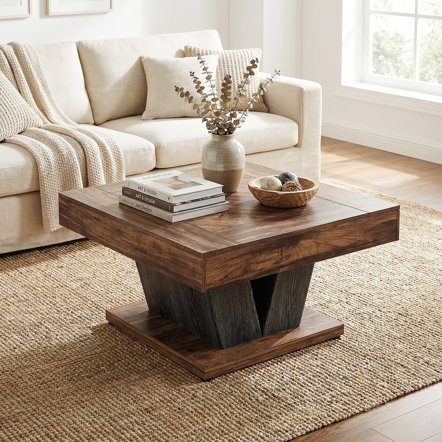 Coffee Table with 80cm, Square X-Frame Centre for living rooms and bedrooms - product gallery image 4
