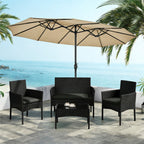 Coffee Table with Glass, 4pcsc, 4-Piece Rattan Garden Sofa PE Rattan - product gallery image 3