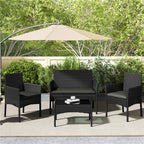 Coffee Table with Glass, 4pcsc, 4-Piece Rattan Garden Sofa PE Rattan - product gallery image 6