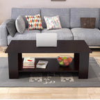Coffee Table with Space-Saving, Black Lower Storage Shelf Living Room - product gallery image 13