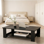 Coffee Table with Space-Saving, Black Lower Storage Shelf Living Room - product gallery image 9