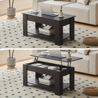 Coffee Table with Space-Saving, Wood, Lift Top Storage Hidden Compartment Wooden - product gallery image 2