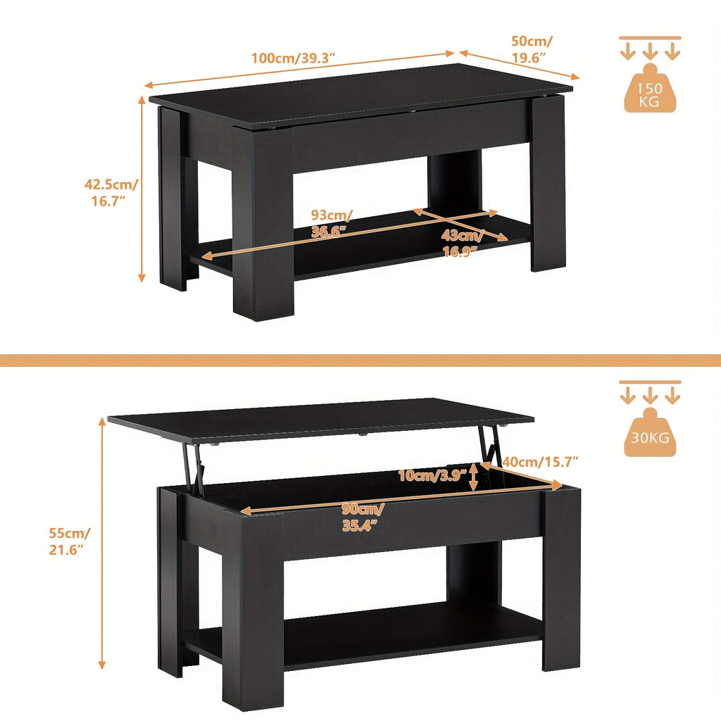 Coffee Table with Space-Saving, Wood, Lift Top Storage Hidden Compartment Wooden