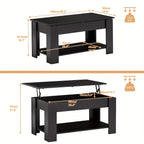 Coffee Table with Space-Saving, Wood, Lift Top Storage Hidden Compartment Wooden