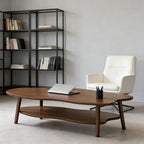 Coffee Table with Wood, Cloud-Shaped 2-Tier Curved Edges Lower Storage - product gallery image 13