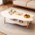 Coffee Table with Wood, Cloud-Shaped 2-Tier Curved Edges Lower Storage - product gallery image 15