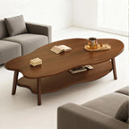 Coffee Table with Wood, Cloud-Shaped 2-Tier Curved Edges Lower Storage - product gallery image 4