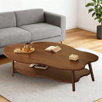 Coffee Table with Wood, Cloud-Shaped 2-Tier Curved Edges Lower Storage - product gallery image 5