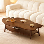 Coffee Table with Wood, Cloud-Shaped 2-Tier Curved Edges Lower Storage - product gallery image 6