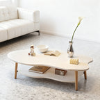 Coffee Table with Wood, Cloud-Shaped 2-Tier Curved Edges Lower Storage - product gallery image 9