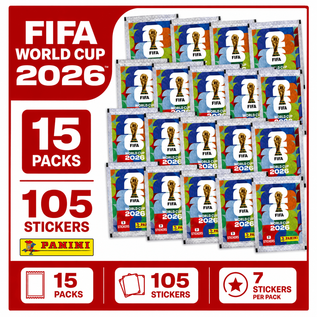Collectible Sticker with 15 Pack, 105 Stickers, FIFA World Cup Panini Packs 15x - 15 Pack - 105 Stickers option