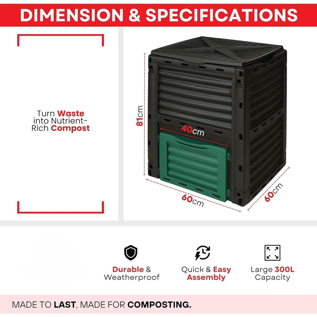 Compost Bin with Easy Assembly, Waterproof, 300L Garden Compost Bin - product gallery image 4
