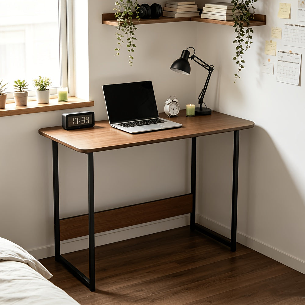 Computer Desk Laptop with Wood, Home Office Writing Table Book Shelf - Black oak color, '— 'style/80*37*72cm option
