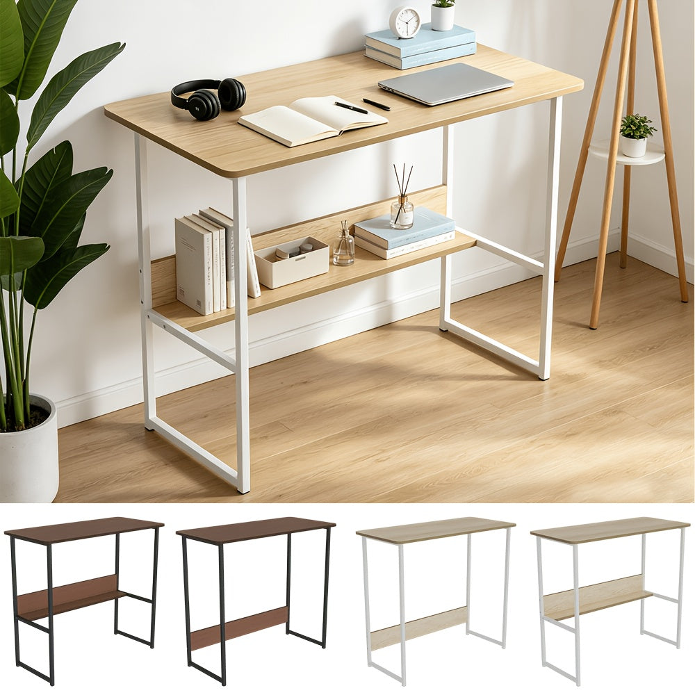 Computer Desk Laptop with Wood, Home Office Writing Table Book Shelf