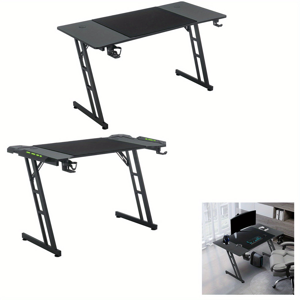 Computer Desk Office Desk with Cup Holder with Headphone Hook Z-Frame PC Gaming Home