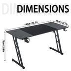 Computer Desk Office Desk with Cup Holder with Headphone Hook Z-Frame PC Gaming Home - Type A, 140x60x75cm option