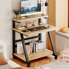 Computer Desk with Space-Saving, Easy Assembly, Wheels, Metal - product gallery image 2