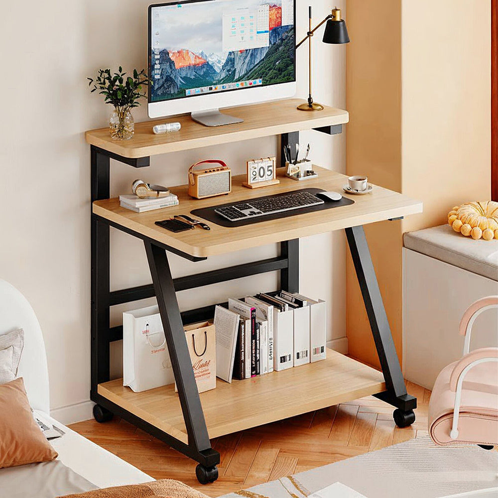 Computer Desk with Space-Saving, Easy Assembly, Wheels, Metal - product gallery image 2
