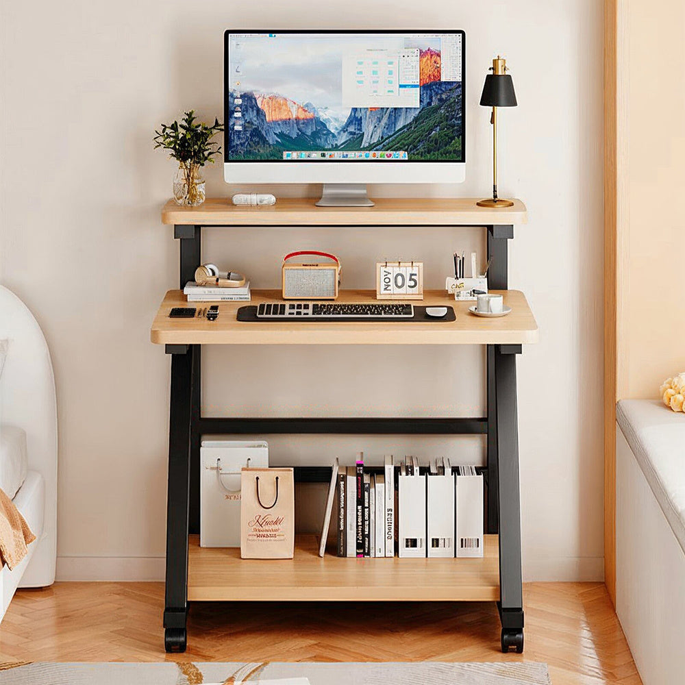 Computer Desk with Space-Saving, Easy Assembly, Wheels, Metal - product gallery image 3