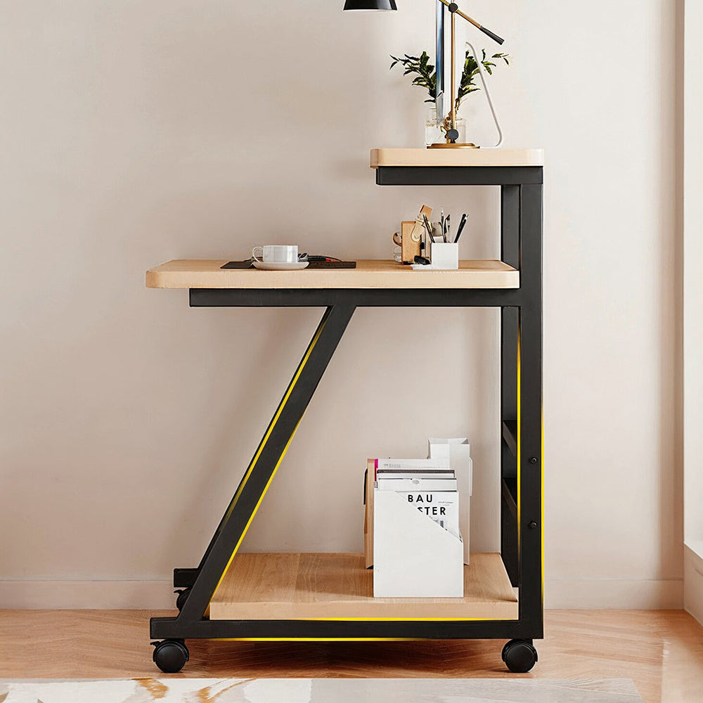 Computer Desk with Space-Saving, Easy Assembly, Wheels, Metal - product gallery image 4