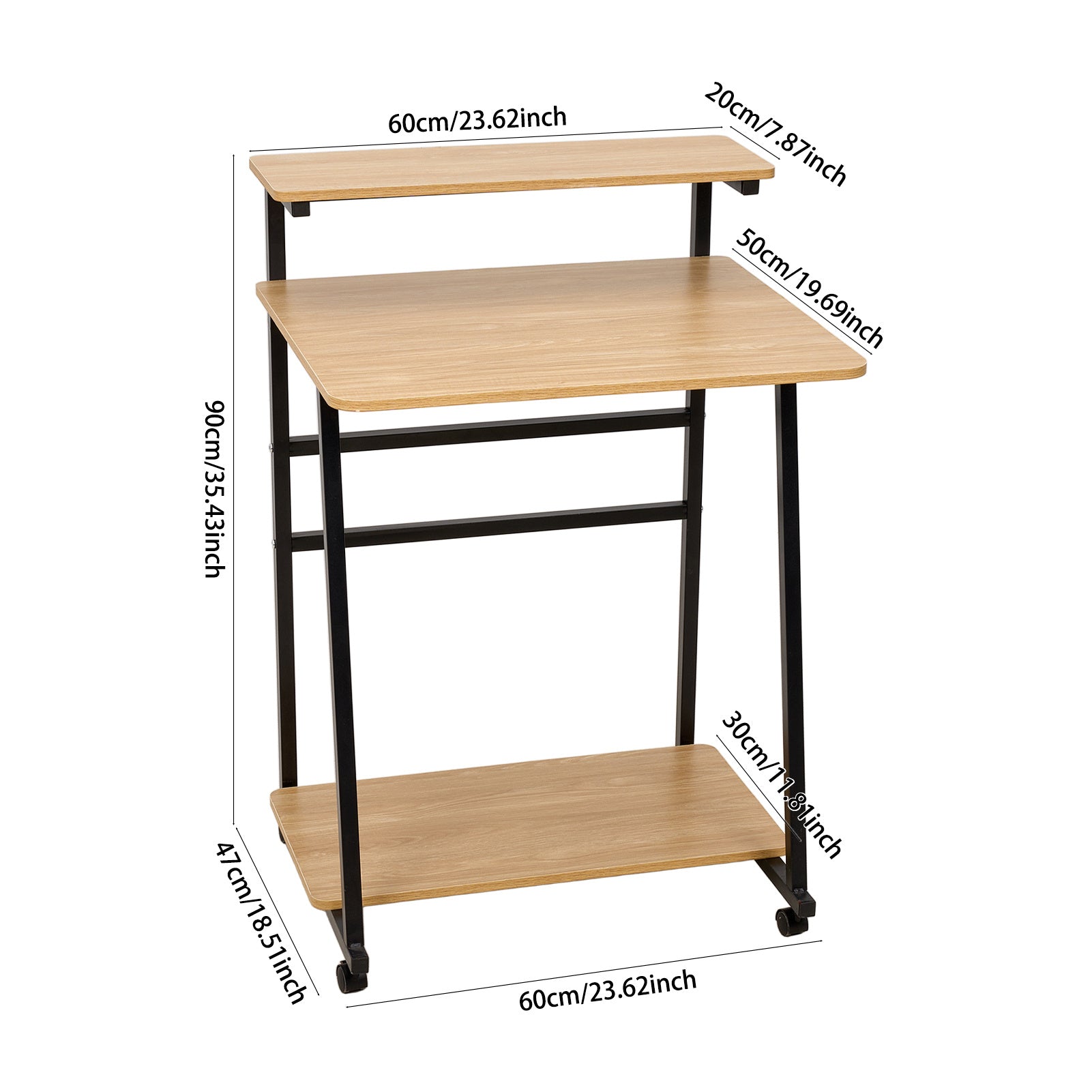 Computer Desk with Space-Saving, Easy Assembly, Wheels, Metal - product gallery image 5