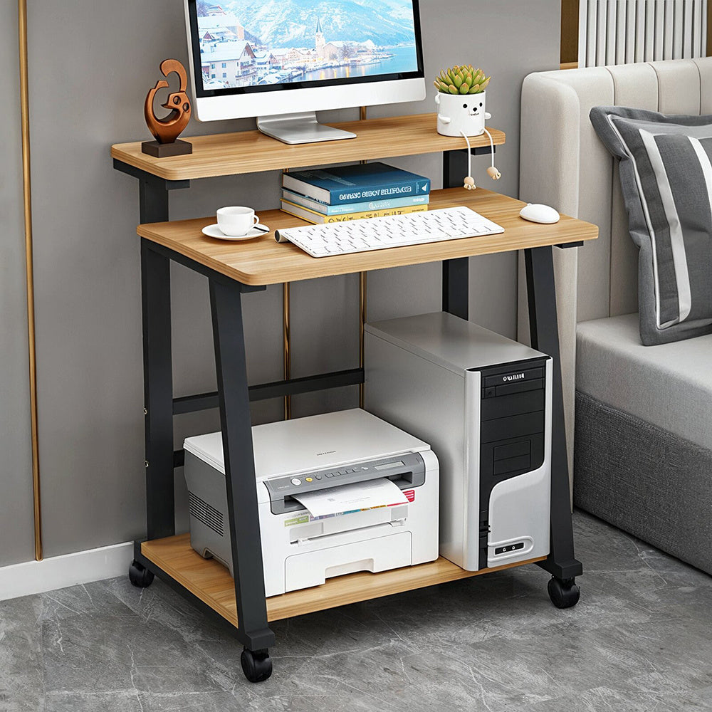 Computer Desk with Space-Saving, Easy Assembly, Wheels, Metal