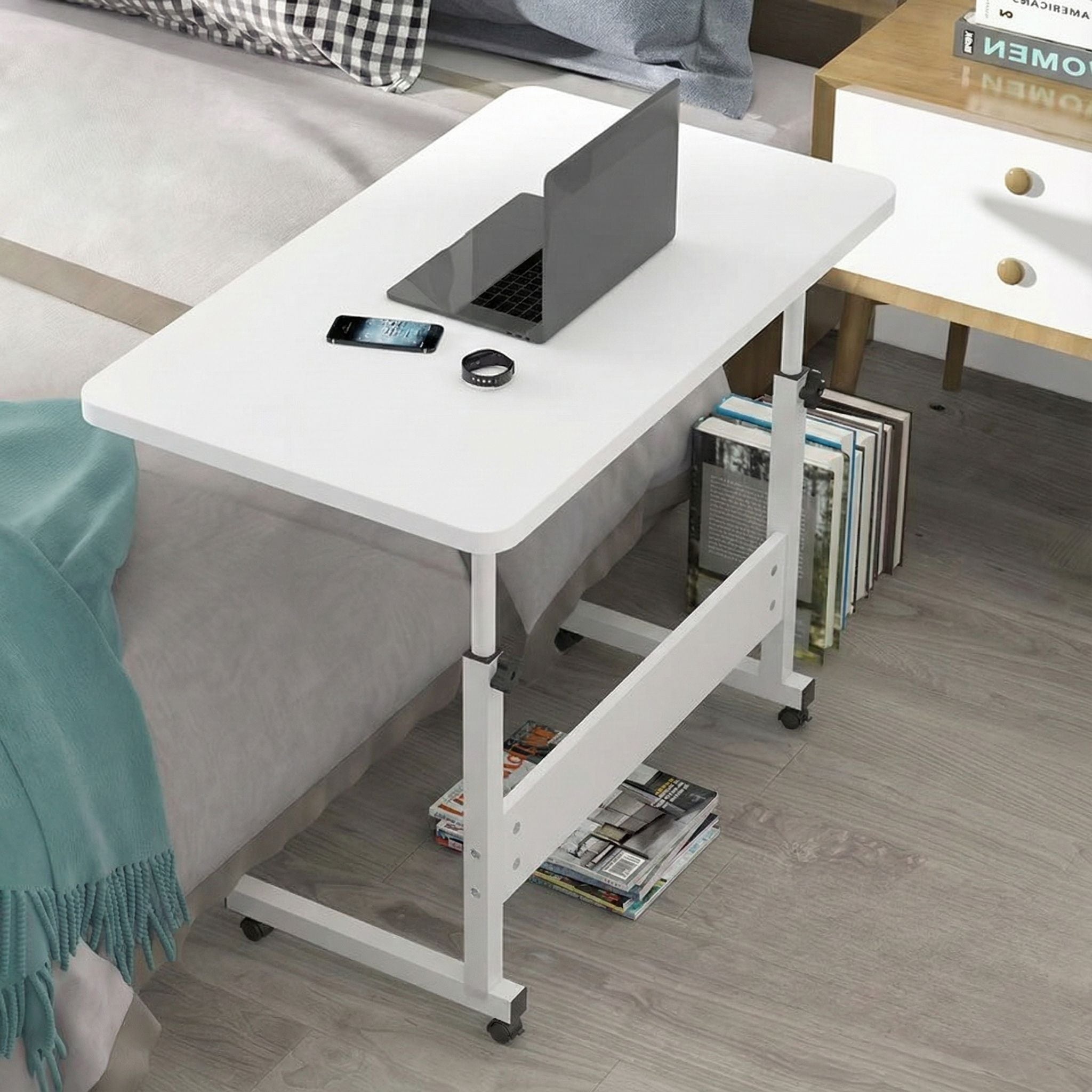 Computer Desk with Space-Saving, Foldable, Adjustable Height
