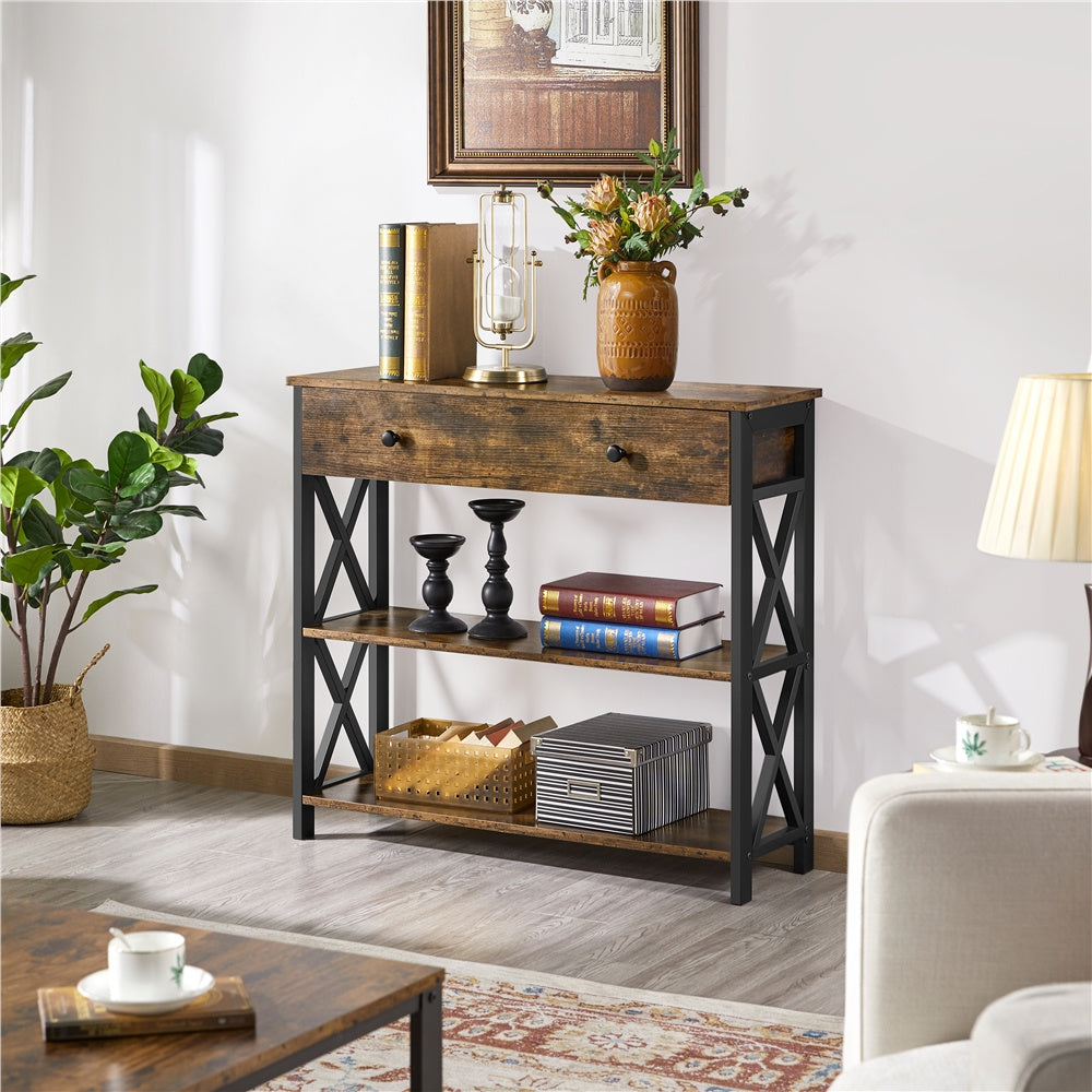 Console Table with Industrial Drawer Two Shelves for living rooms and bedrooms - product gallery image 2