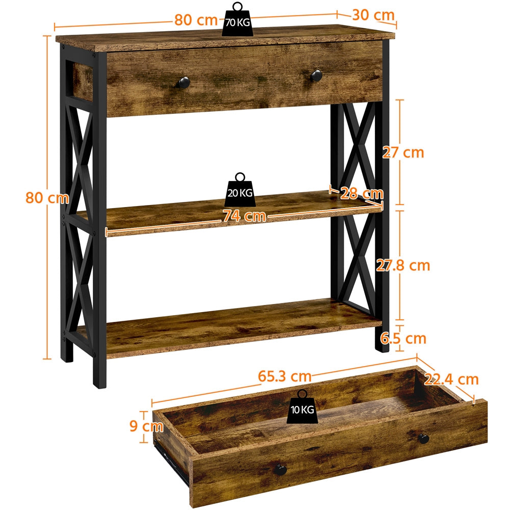 Console Table with Industrial Drawer Two Shelves for living rooms and bedrooms - product gallery image 5