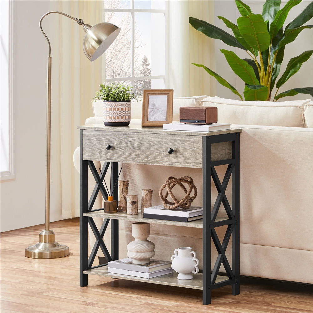 Console Table with Industrial Drawer Two Shelves for living rooms and bedrooms - product gallery image 8